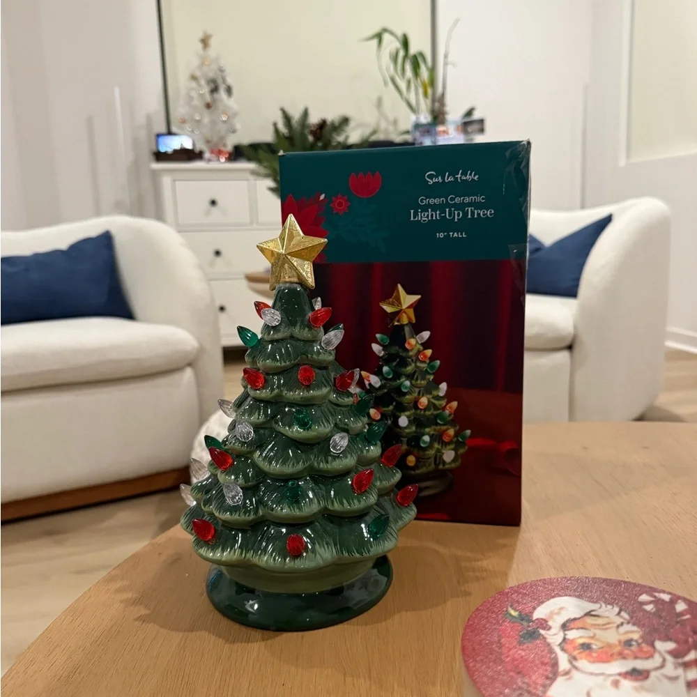 Green Ceramic Light-Up Tree with Star
